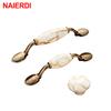 NAIERDI Marble Series Ceramic Cabinet Handles Zinc Alloy Cabinet Pulls Drawer Knobs Wardrobe Door Handles Furniture Handle