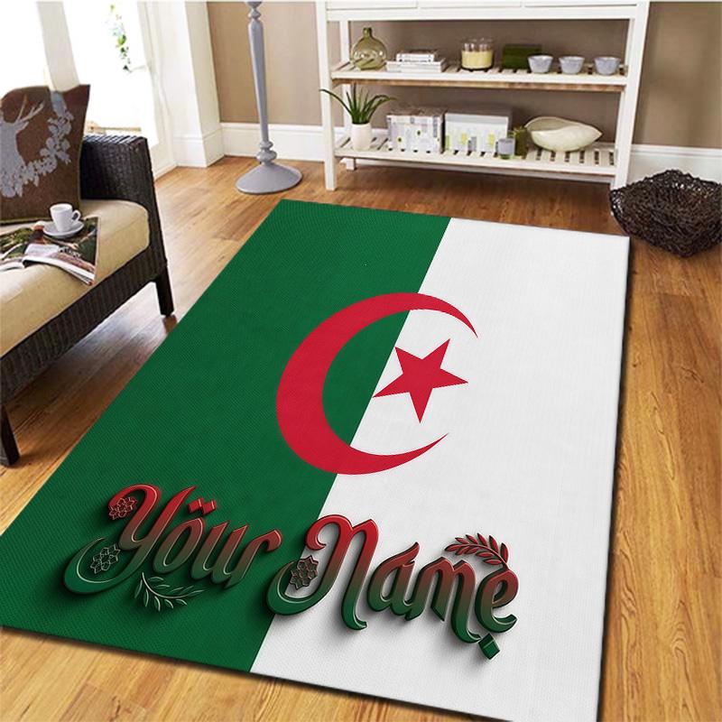 Algeria Flag Custom Name Carpet Rug For Living Room Bedroom Home Sofa Decoration,Kids play Non-slip Floor Mat