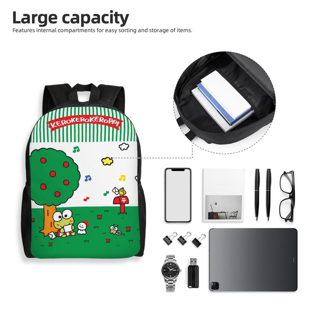 K-KeroKeroKeroppies Travel Backpack Women Men School Laptop Bookbag Frog Cartoon College Student Daypack Bags