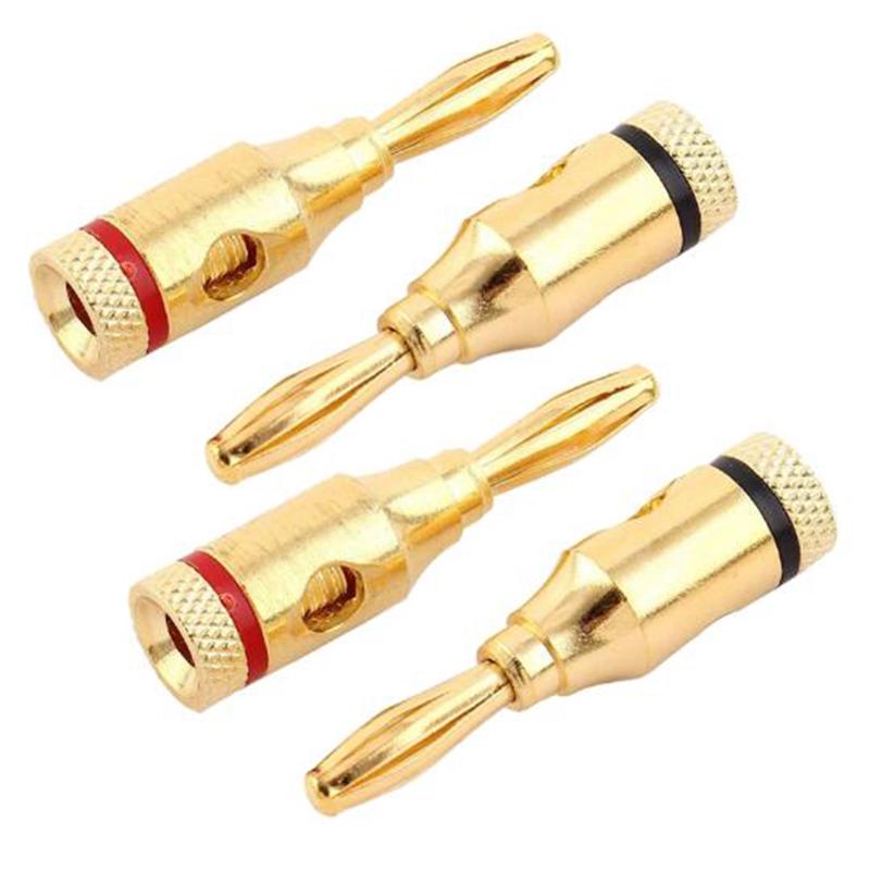 12Pcs Gold 24K Banana Plugs Audio Jack Speaker Wire Cable Screw Connector Us