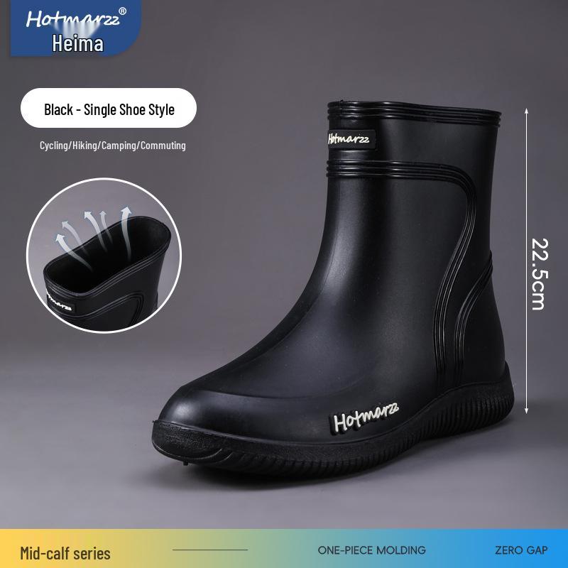 Hotmarzz Men s Black Mazu 2026 Mid-Calf Waterproof Non-Slip Work Shoes Size 44