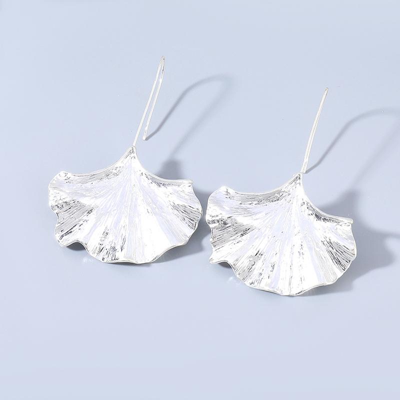 

Unique Gingko Leaf Charm Drop Earrings Big Statement Geometric Earrings for Women Gold Copper Color Zircon Pendientes Mujer медный