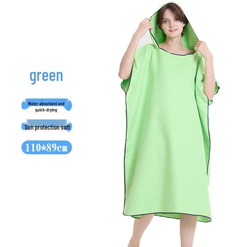 

Ultra-Fine Fiber Double-Sided Plush Quick-Dry Hooded Changing Beach Bathrobe with Pockets 110x89