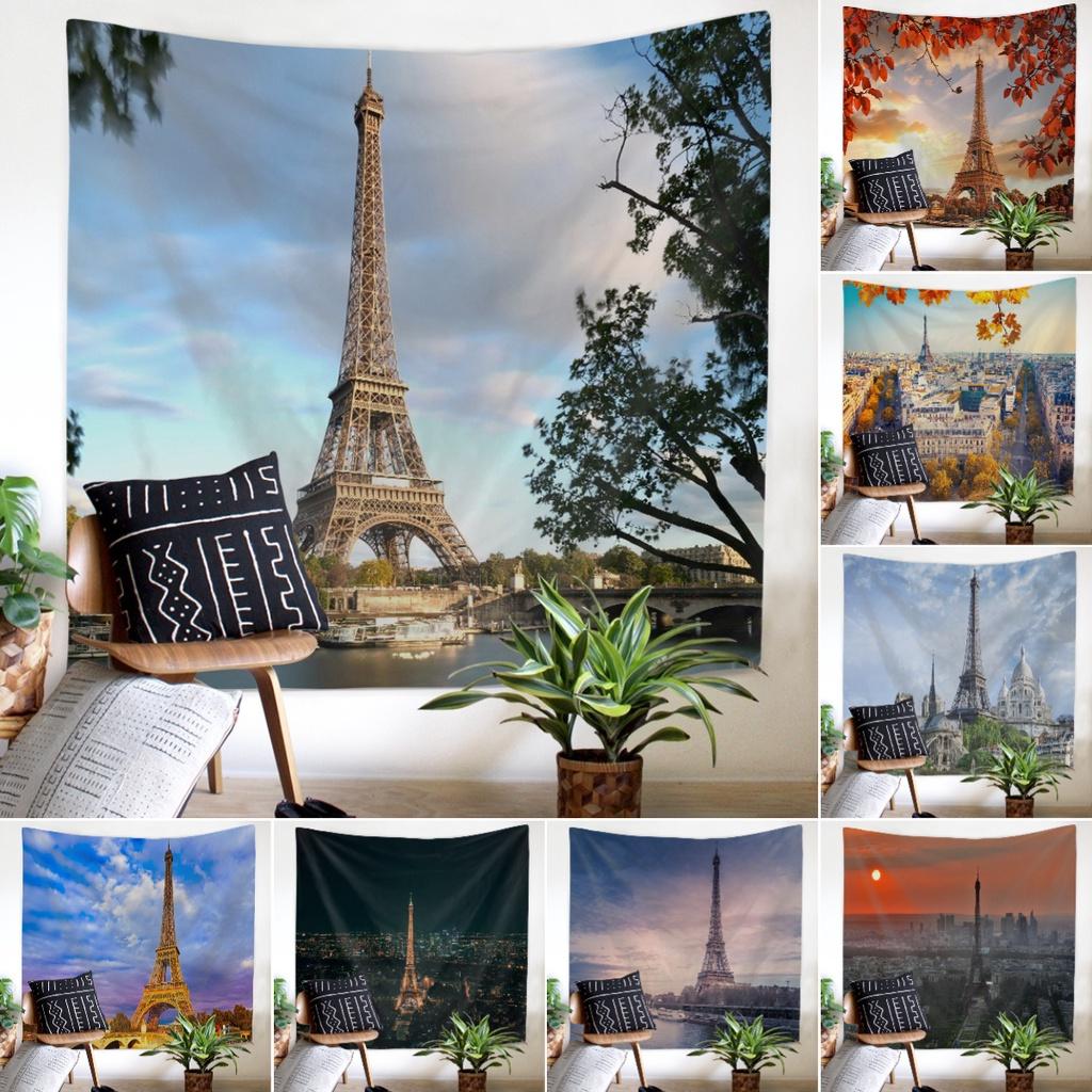 Nordic Paris Eiffel Tower Landscape Polyester Tapestry For Renting House Renovation Student Dormitory Wall Background Hanging Cloth