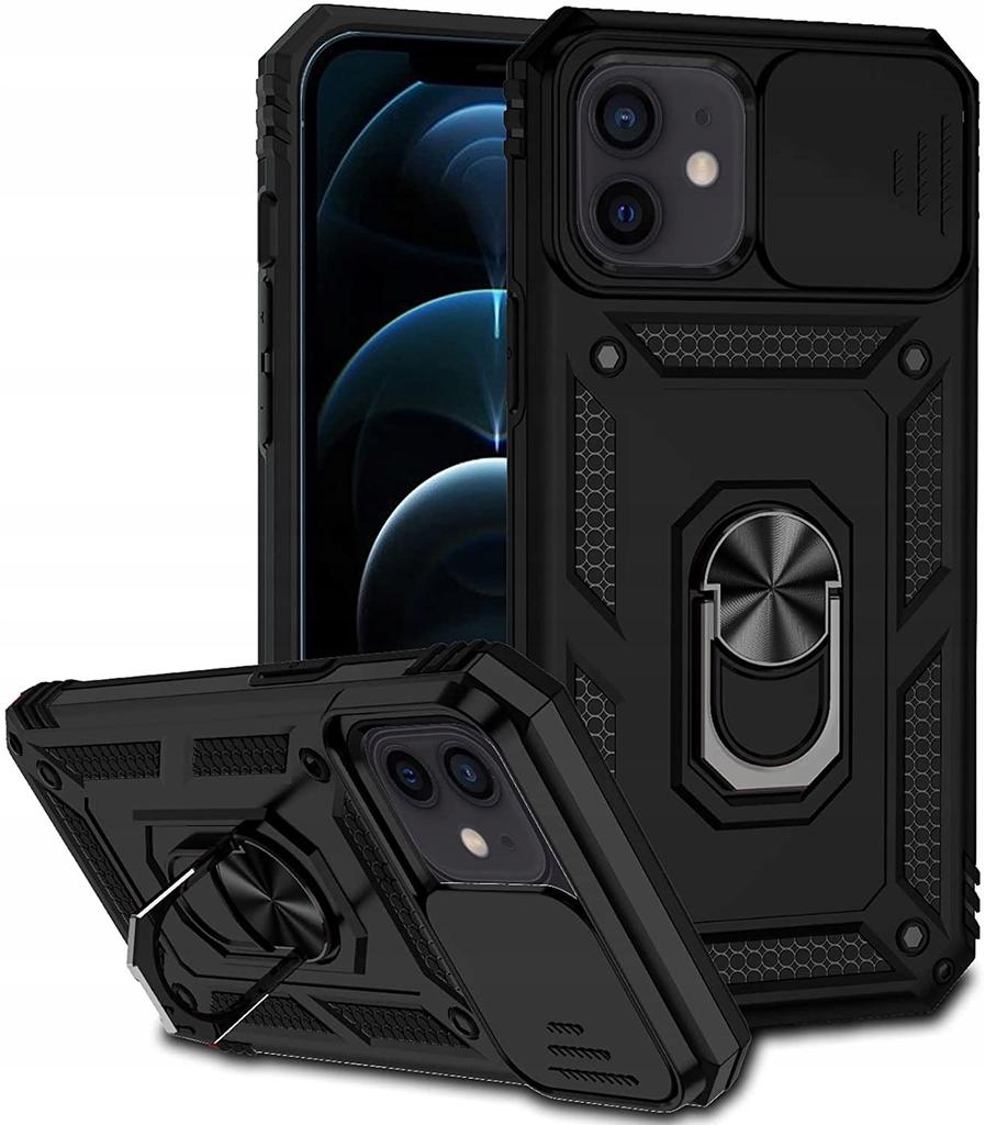 iPhone 12 CASE SLIDE ARMOR DEFENDER BLACK RING + GLASS