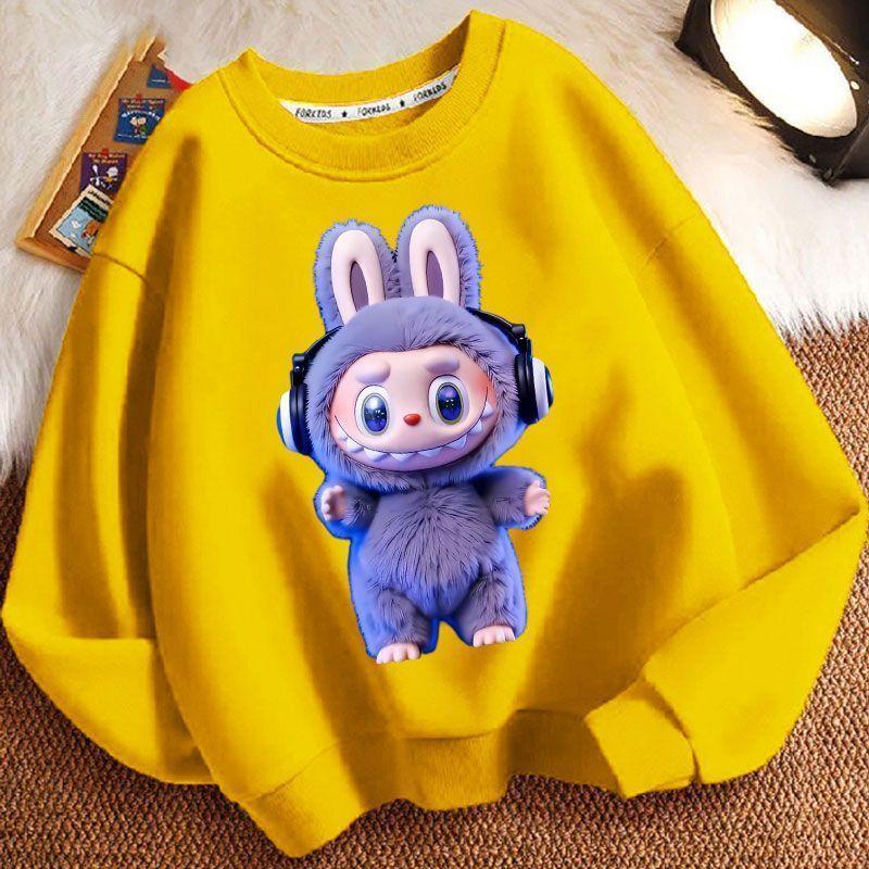 29/5000 Children's LBB Cartoon Hoodie, Long-sleeved Loose Round-neck Hoodie for Boys and Girls Spring and Autumn
