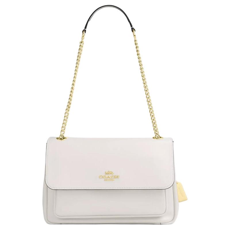 

COACH Elodie 29 Gold Logo Leather Shoulder Crossbody Bag Large Women s Chalk White золотий