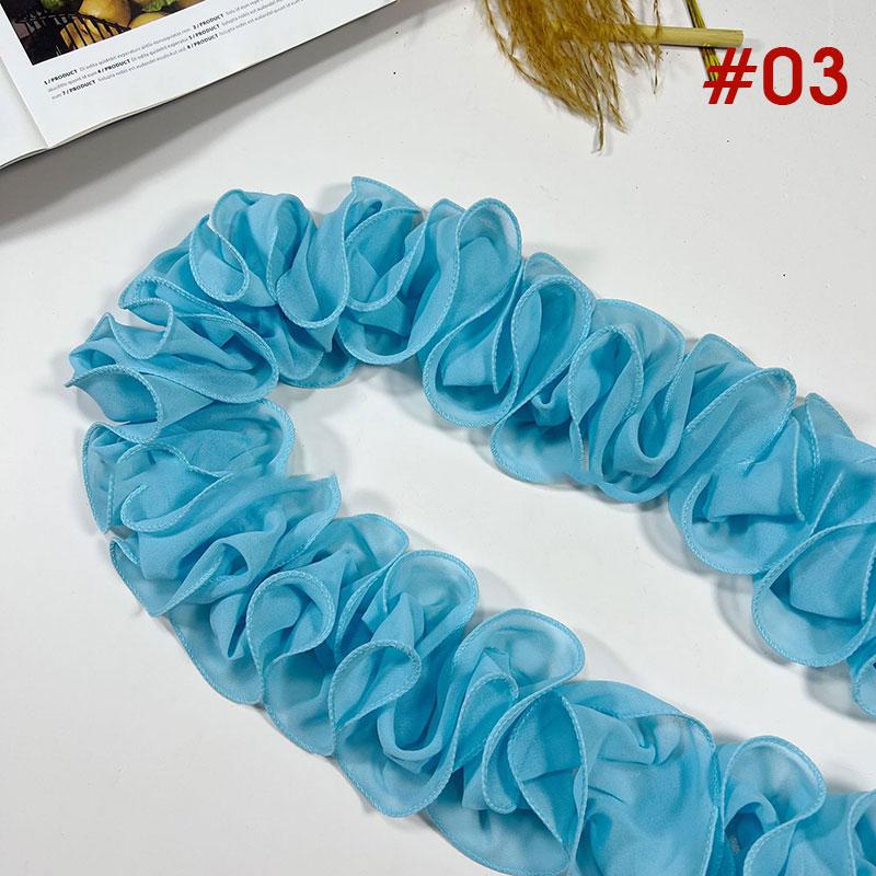 10 Yards 10cm Width Pleated Chiffon Tulle Lace Trim Ruffled Lace Fabric Applique Ribbon Trim Edge For DIY Sewing Dress Curtain