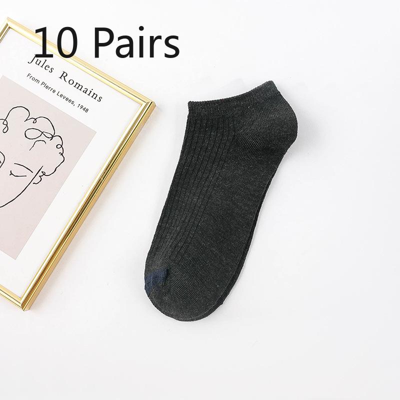 10 Pairs of Women Spring and Autumn Shallow Mouth Invisible Perspirant Breathable Boat Socks