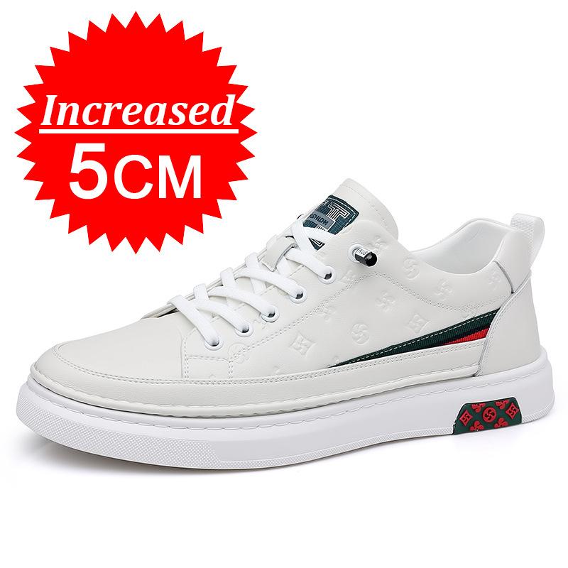 Herren Sneakers Atmungsaktive Schuhe mit Erhöhung Mode Weiche Lederschuhe mit verstecktem Absatz 5CM Sport Casual Schuhe