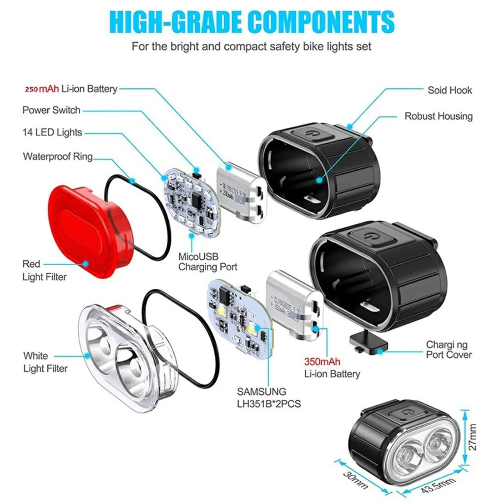 Bike Lighting Front and Rear Lights Bicycle Lamp  Cycling Light Bike Flashlight  Bicycle Front Taillight Lantern