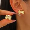 Geometric C-Shaped Pearl Earrings Women Trendy Ins Style Alloy Studs With 14K Gold Plated Post