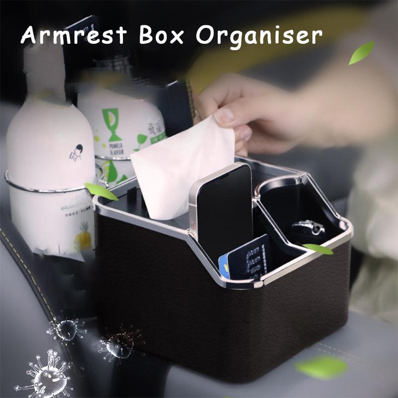 Multi functional car storage box, cup holder, tissue box, car armrest box, phone holder, multi-layer storage box