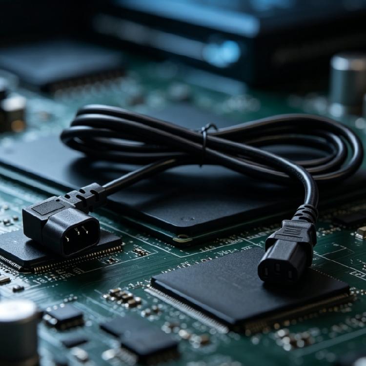 Hochleistungs-C14-zu-C13-Winkel-Netzkabel mit 3 Pins für Datenschränke und IT-Ausrüstung