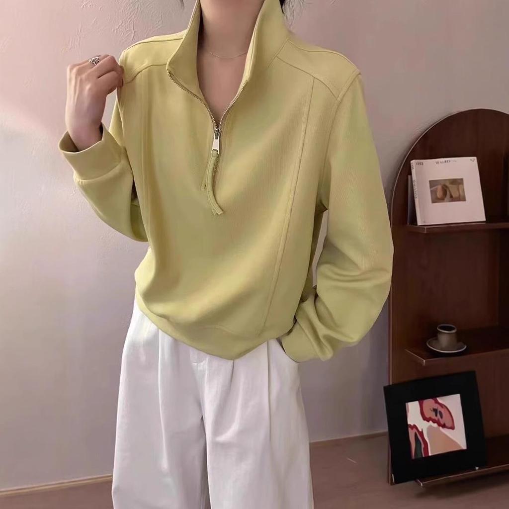 Women's Loose Half-Zip Sporty Sweatshirt - Early Spring 2025 Korean Style