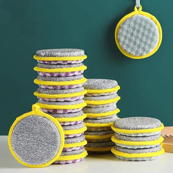 10Pcs Double Layer Wire Dishwashing Rags Non-Scratch Wire Cleaning Clothes Dish Brush Set Kitchen Household Supplies