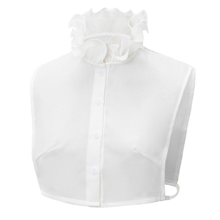 Womens Ruffle Stand False Collar Half Shirt and Fake Wrist Cuffs Sleeves Set Decorative Detachable Layering Accessories