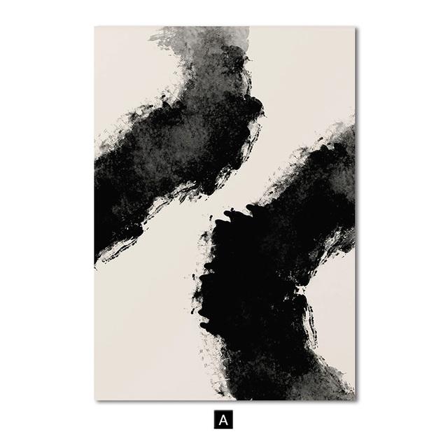Black White Plant Leaf Picture Modern Abstract Painting Wall Poster Vintage Canvas Art Print Nordic Living Room Home Decoration No Frame