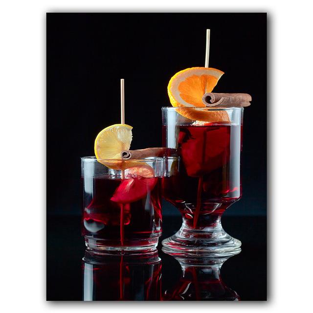 Nordic Moderne Kunst Orange Früchte Rotwein Cocktail Poster Wand Bilder Auf Leinwand Malerei Für Küche Zimmer Hause Dekoration