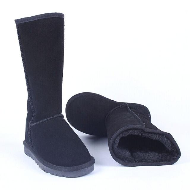 Buy Genuine Leather Snow Boots Women Knee High Boots Waterproof Non ...