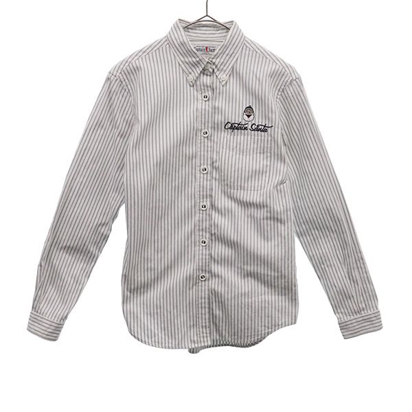 

CAPTAIN SANTA made in Japan stripe Long sleeve Button down shirt LADIES Women Used