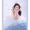 Blue tube top wedding dress sweet fashion super fairy male style light luxury outdoor fluffy yarn