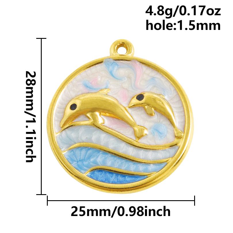 6pcs Assorted Leaf Fish Mushroom Plant Animal Pendant Enamel Charm Stainless Steel Charms For Jewelry Making Supplies DIY Craft