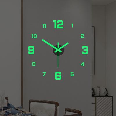 Orologio da parete 3D Orologi da parete luminosi senza cornice Adesivi murali orologio digitale fai-da-te Orologio silenzioso per la decorazione della parete di casa