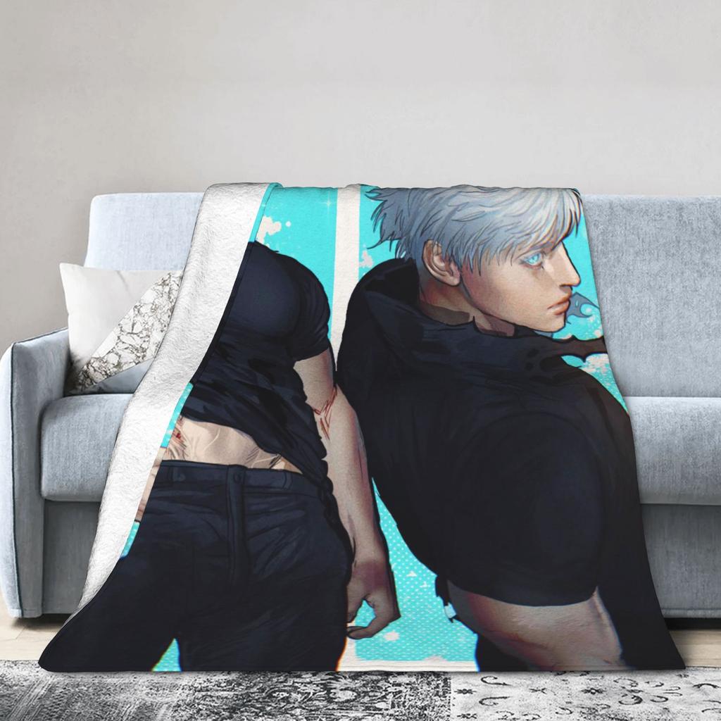 Super Soft BlanketKids Travel Gojo Satoru Jujutsu Kaisen Throw Blanket Flannel Bedspread For Couch Chair Sofa Bed Cover