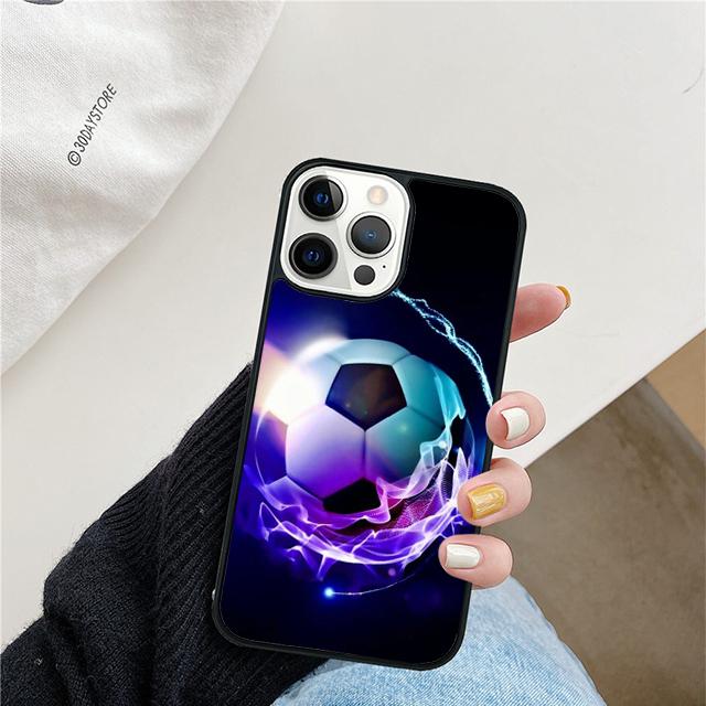 Fire Football Ball Soccer Phone Case For iPhone 17 Air 15 16 Cover 11 13 14 Pro Max 12 Plus Max Fundas
