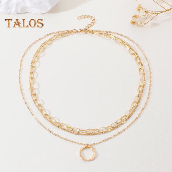 3Pcs Layered Stackable Choker Necklace Exquisite Circle Pendant Clavicular Chain Jewelry for Women Teen Girls Hypoallergenic Versatile Sweet Necklace