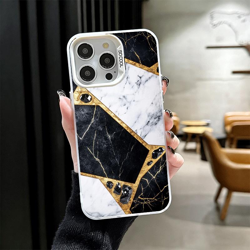 

Geometric Marble Pattern Soft Phone Case for iPhone 15 16 17 Pro Max 17Air 16E 14 Plus 13 12 Mini Shockproof Cover Back Shell iPhone 17 Pro Max