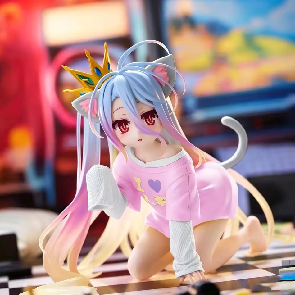 10Cm Anime No Game No Life Anime Figure Cute Cat Ear Shiro Action Figure Room Decorations Pvc Collection Model Doll Toy Gift