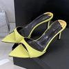 Patent Leather Pointed Toe Fashion Women Slippers Summer Open Toe Slide Sandals Elegant Party Thin Heel Non Slip  Shoes