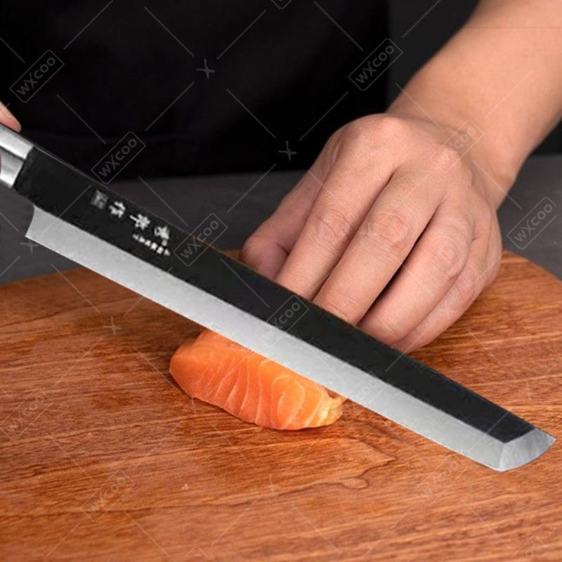 WXCOO Professional Kitchen Knife Japanese Salmon Knife Stainless Steel Fish Fillet Knife for Slicing Sushi Cooking