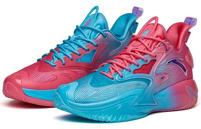 Men's Sneakers Anta Shock Wave 3 Pro Mid Top Performance Basketball Shoes Men's Purple Red Mismatched