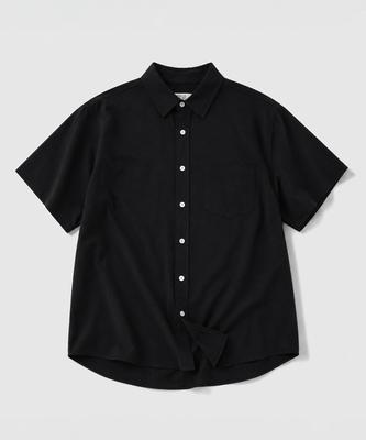 WORK ON BODY OFF Claire Semi-Overfit Linen Short Sleeve Shirt [Black]