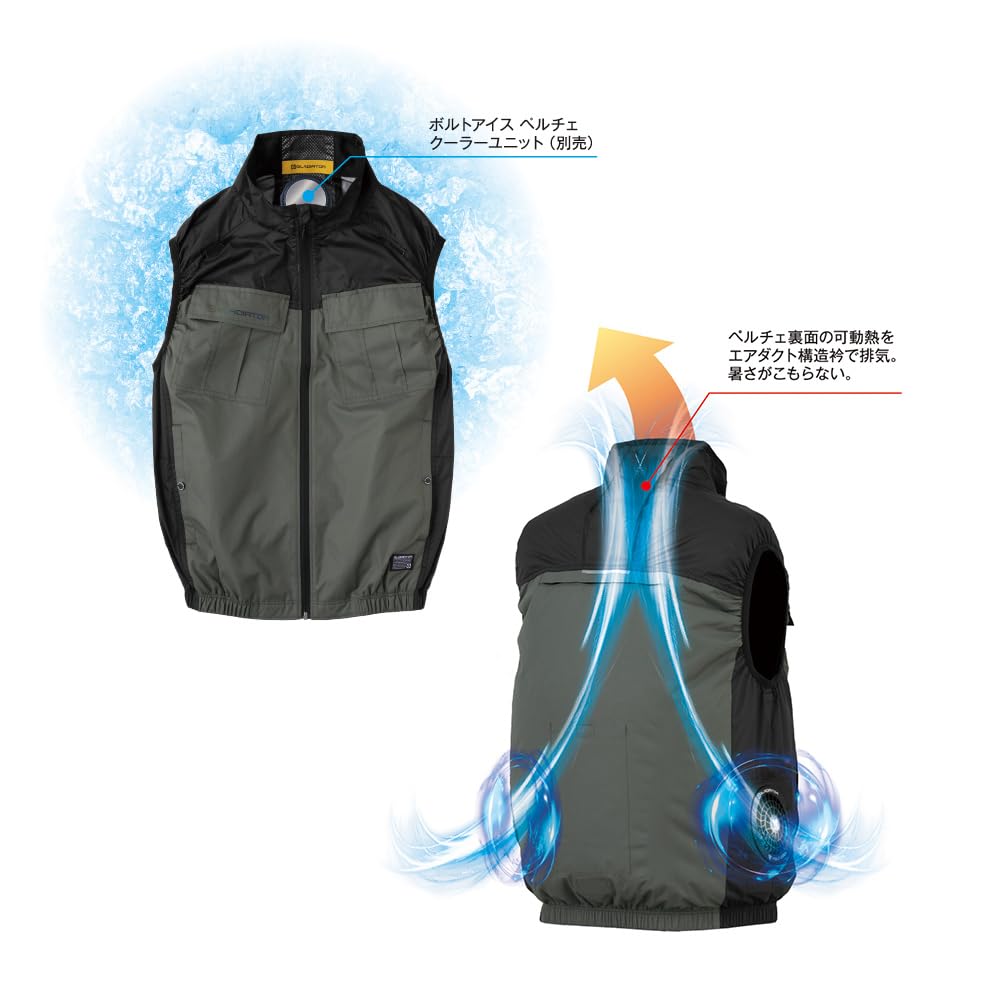 GLADIATOR x VOLTCOOL Volt Cool Sun Umbrella Blouson Peltier Neck XL [CO-COS Nobuoka] G-4040 Heat-Shielding Short-Sleeve (with Holder), Unisex, Laurel,