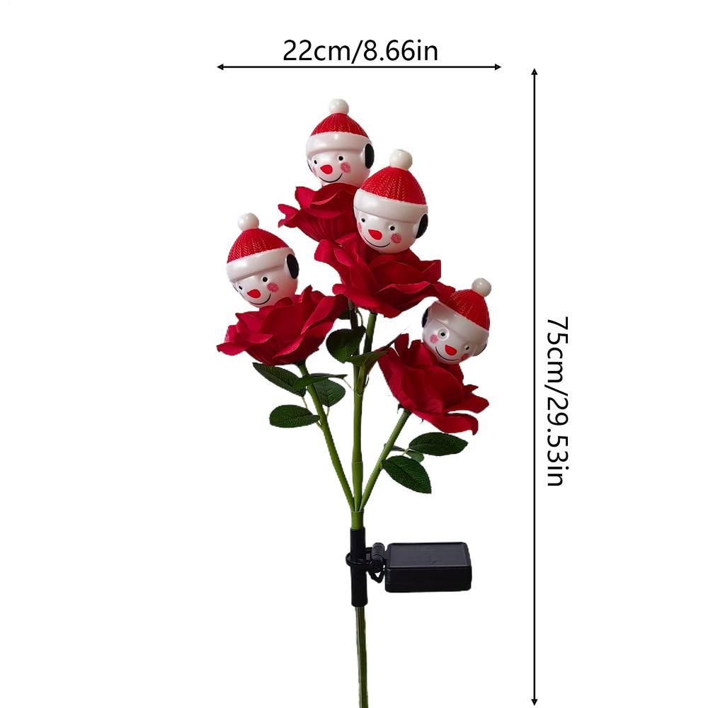 Christmas Roses Snowman Garden Lawn Decorative Lights Solar Powered Christmas Lights Rose Snowman Garden Stake Outdoor Decor