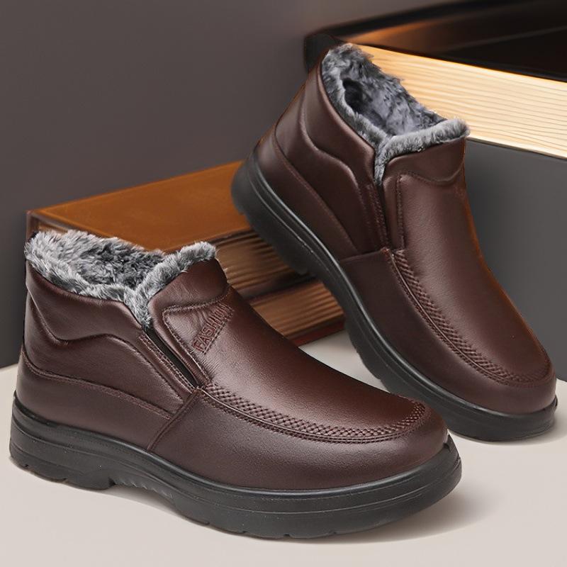 Plus Size Men's Elderly Cotton Shoes Dad Winter Plushed Warm Boots Type Anti Slip Waterproof Outdoor Work Casual Shoes