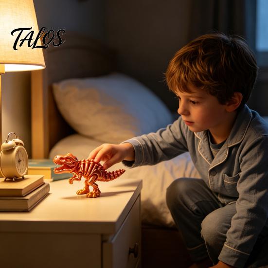 3D Printed Dinosaur Toy Articulated Tyrannosaurus Rex Skeleton Figurine, T-Rex Model with Poseable Action Figure Movable Joints, Dino Educational for
