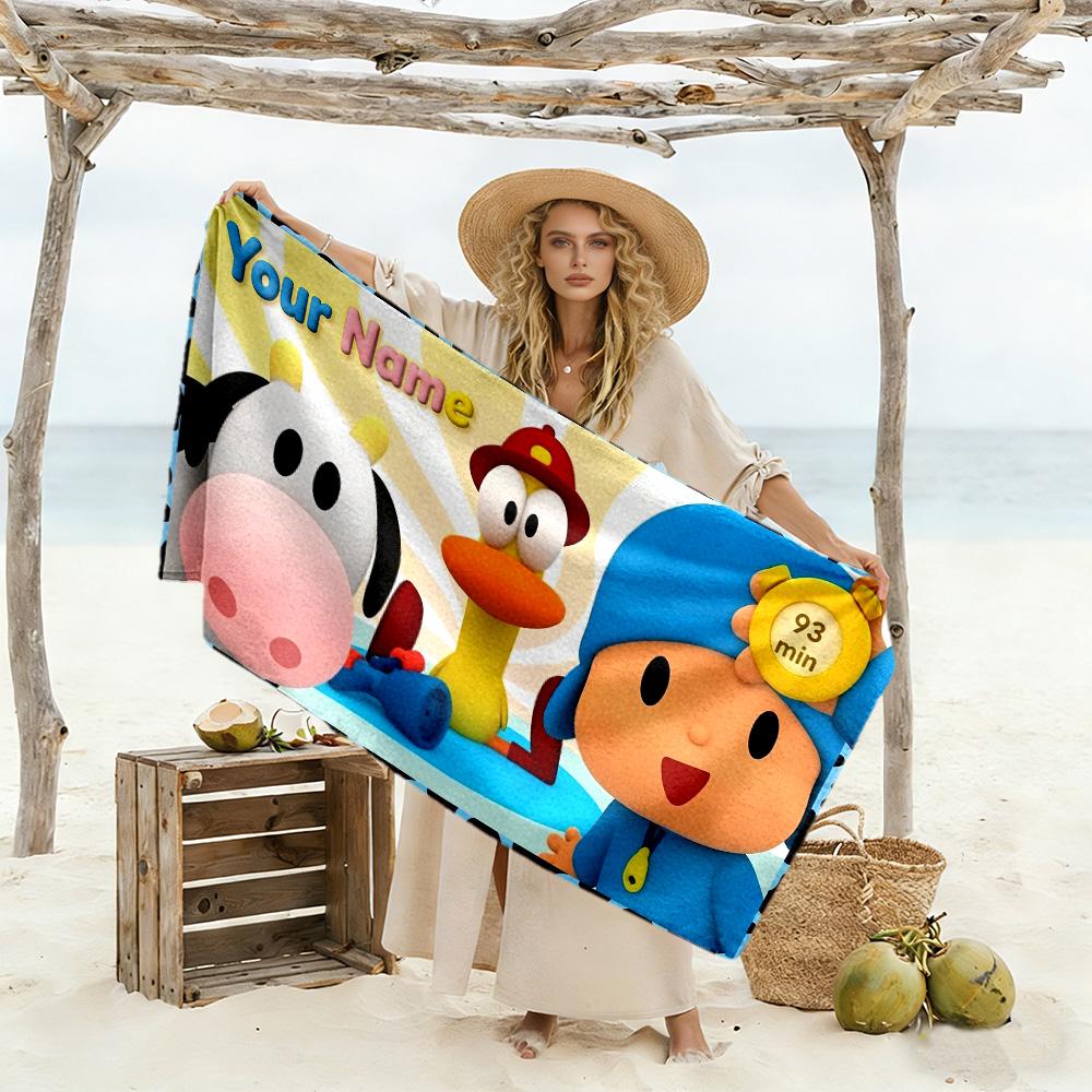 Pocoyo Personalized Text Beach Towel High Absorbency Quick-Dry