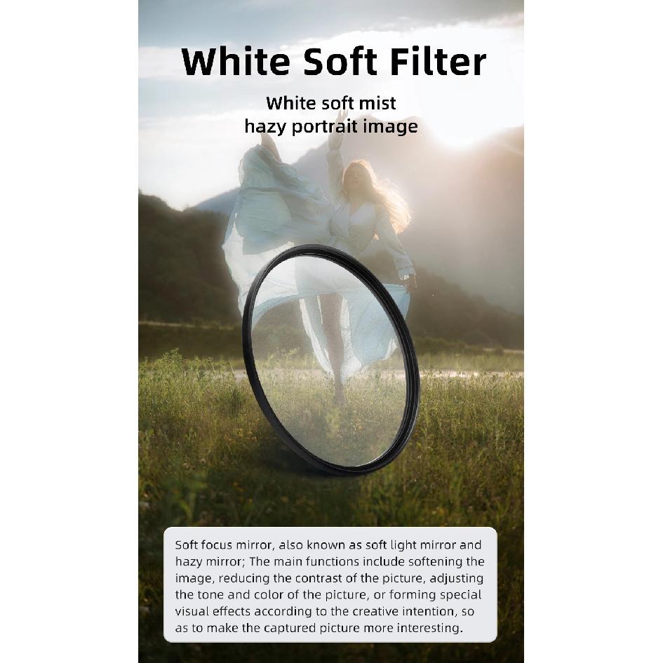 White Soft Filter Softens and brightens the image For Canon Sony Nikon Fuji DSLR Camera Lens 43/46/49/52/55/58/62/67/72/77/82mm
