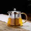 High-Temperature Resistant Glass Teapot with Vertical Pattern and Stainless Steel Filter for Brewing Scented Tea