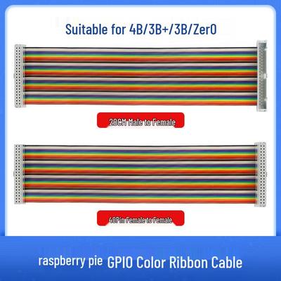 Carte d'extension GPIO Raspberry Pi avec câble plat Dupont 40 broches de 20 cm de couleur (Connecteurs F-F/M-F)