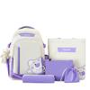 Five-Piece Backpack Set Women's Bear Printed Backpack Student Color Contrast Schoolbag