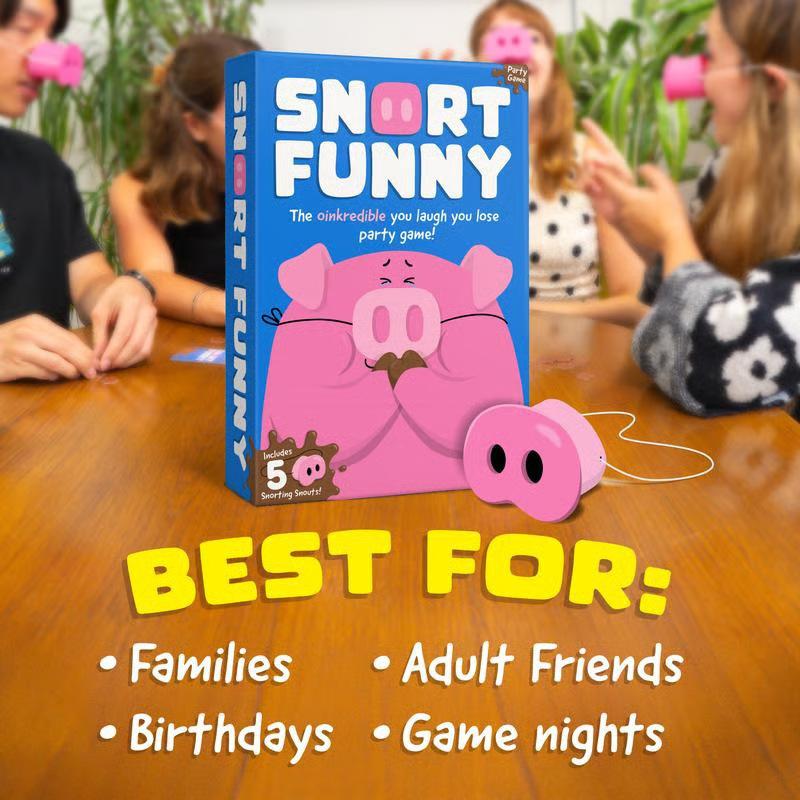 Hot The Party Game Where Smiling Means Youlose, Snorts-funny Board Game For Family Friend, 5 Toy Pig Noses & Challenge Cards