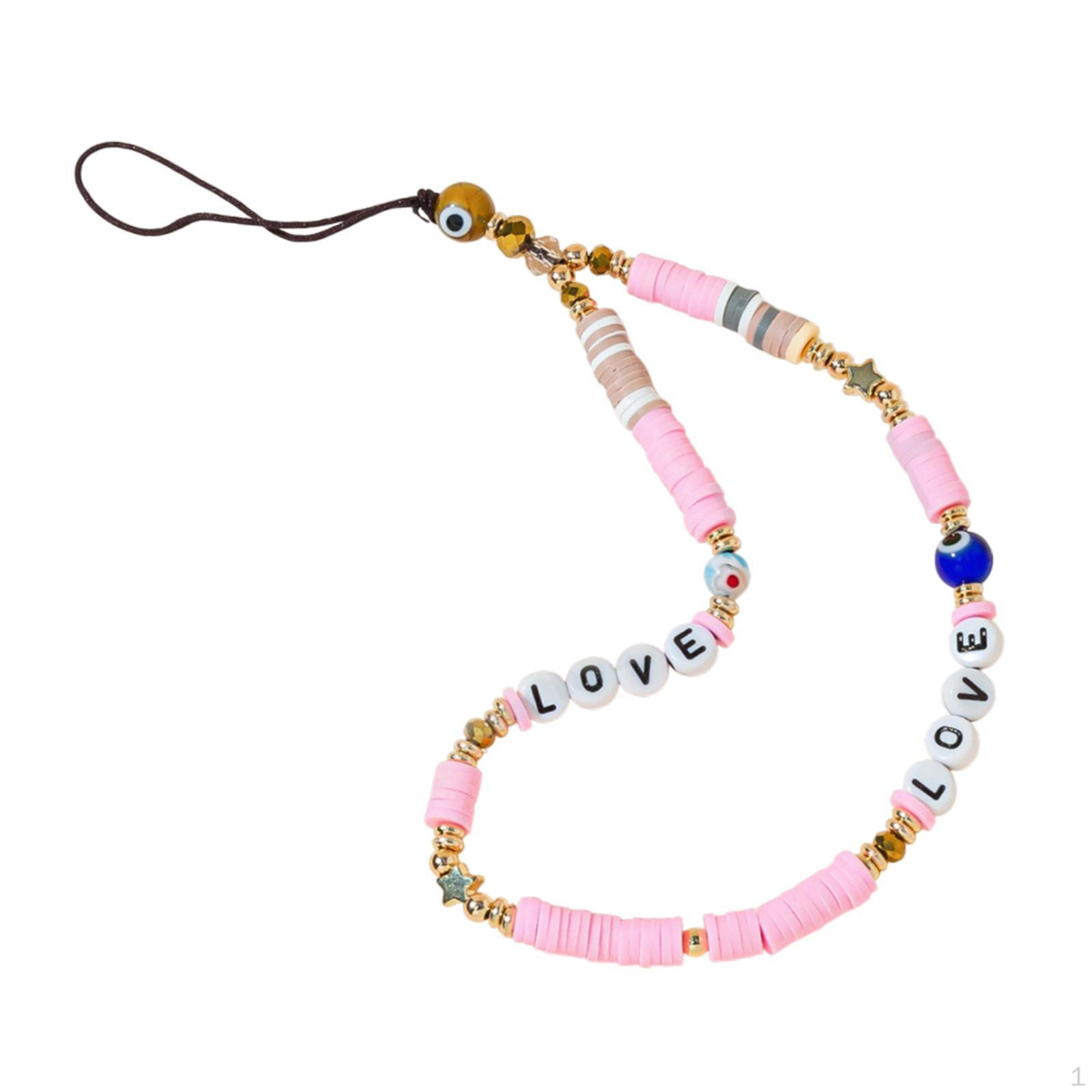 

Бусины телефон цепочка ремешок подвеска шнурок брелки бусины браслет смартфон декор идеальный подарок Pink