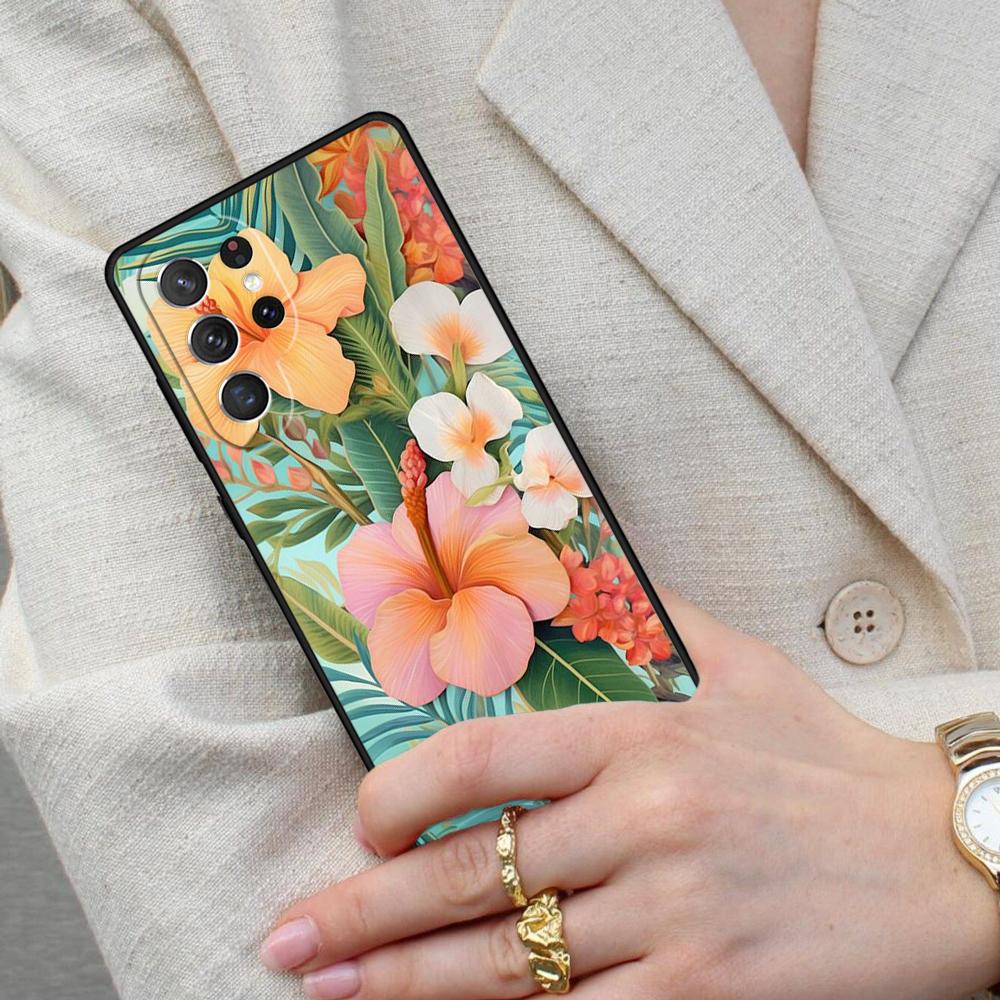 Tropical Flower Cell Phone Case for Samsung Galaxy S26 Ultra S25 S24 S23 S22 S21 S20 Note10 Cover