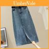 Gonna midi classica in denim a vita alta con spacco laterale per uso casual